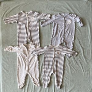 Set of 4 Baby Mori Organic Sleepsuits